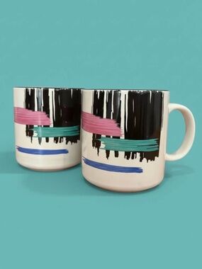 Set of 2 90s Retro Stoneware Mugs
